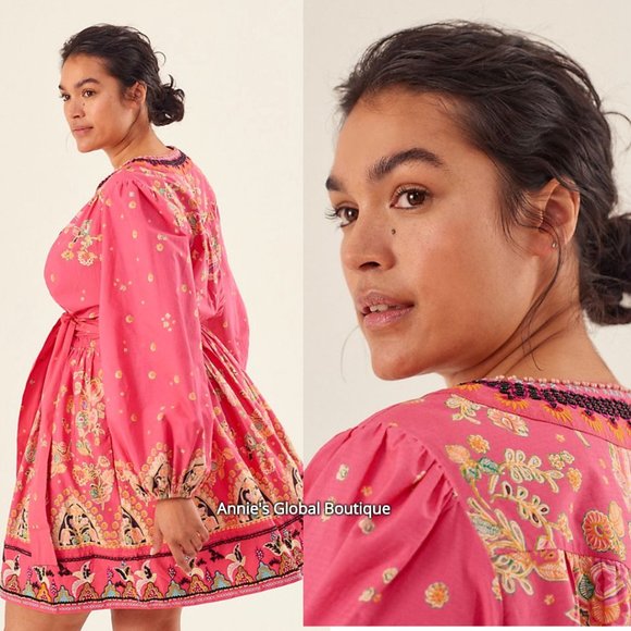 RARE NWT ANTHROPOLOGIE Raquel Floral Embroidered Beaded Mini Dress. Size 3X - Picture 7 of 16